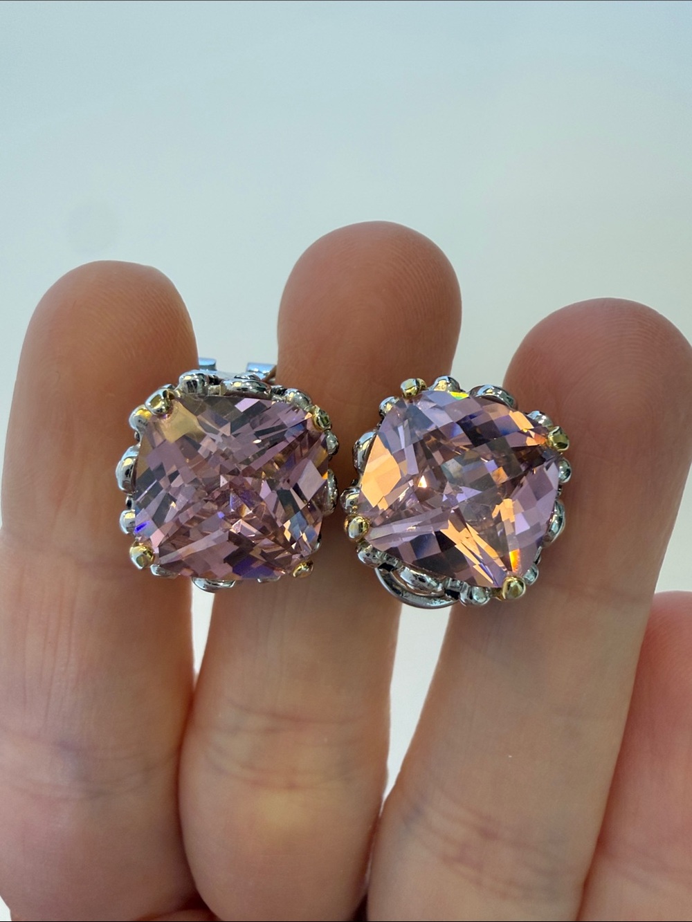 Lavender Crystal Clip-On Earrings - Unbranded